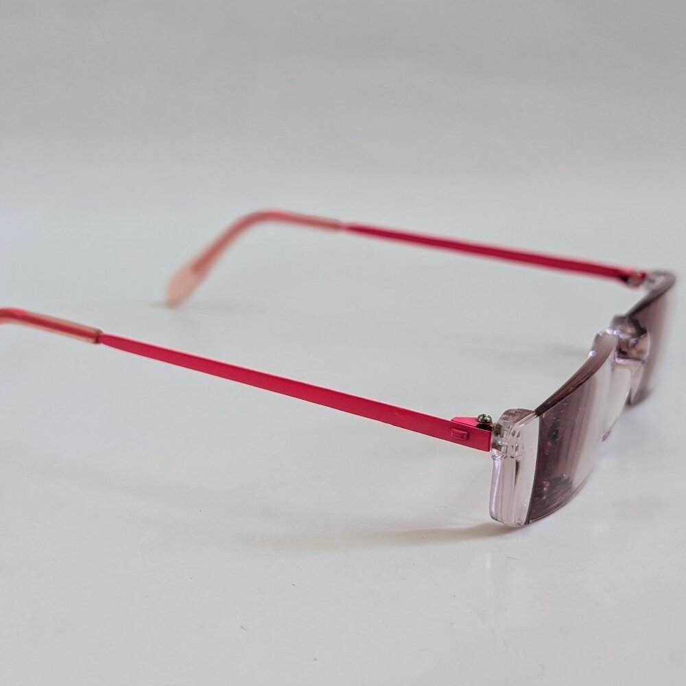 NWT Vintage 90's Rectangle Rimless Half Frame Reading Glasses (Pink) - Picture 2 of 4